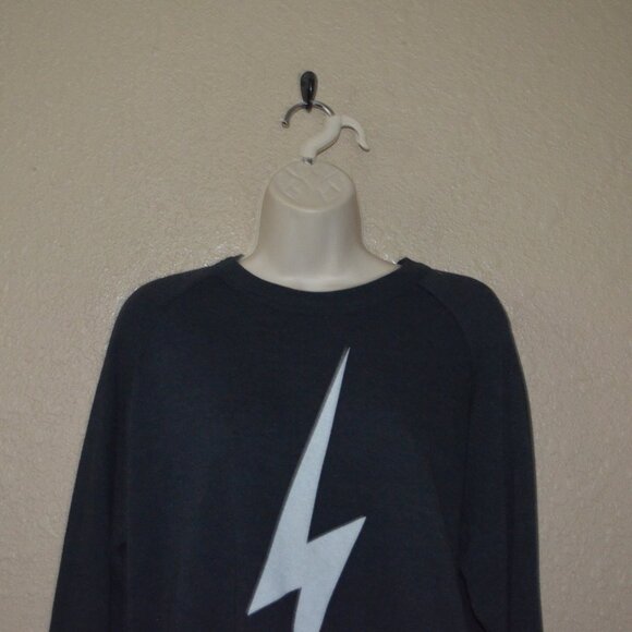 $175 Sz S Aviator Nation Charcoal Gray Lightening Bolt Sweatshirt - Picture 2 of 7